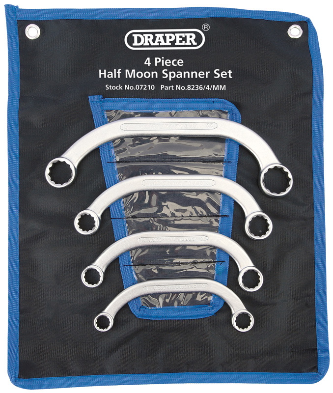 Draper Half Moon Obstruction Ring Spanner Set (4 Piece)