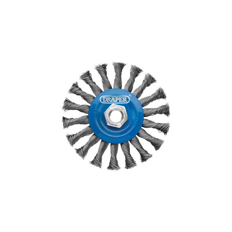 Draper 08058 Steel Twist-Knot Flat Wire Wheel Brush 115mm M14