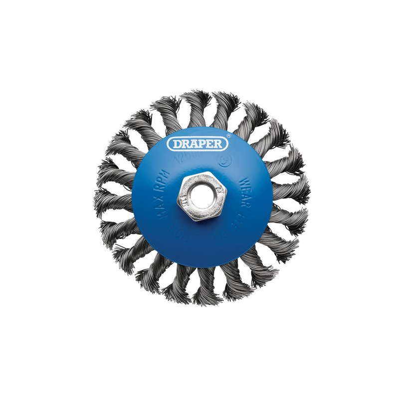 Draper 08063 Bevelled Twist-Knot Wire Wheel Brush 115mm M14