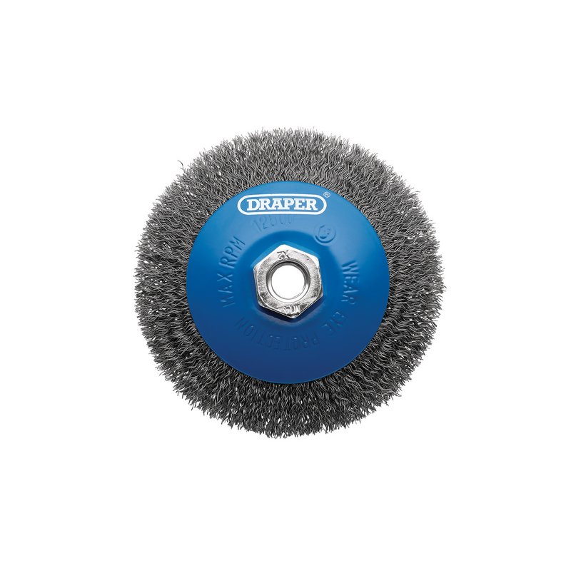 Draper 08065 Steel Bevelled Crimped Wire Wheel Brush 115mm M14