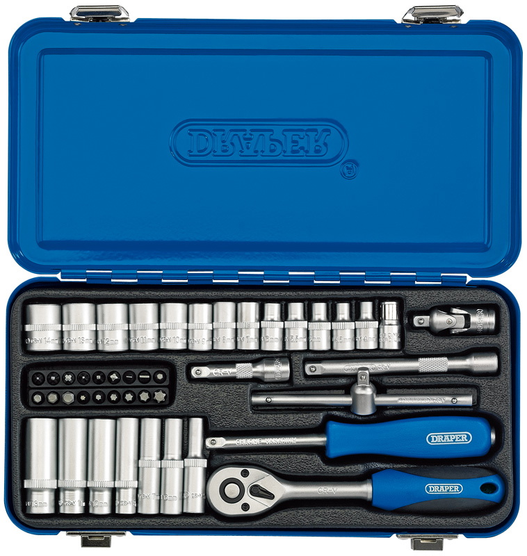 Draper 16365 Metric Socket Set in Metal Case, 1/4