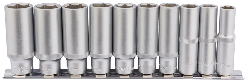 Draper 16401 Deep Socket Set on Metal Rail, 3/8