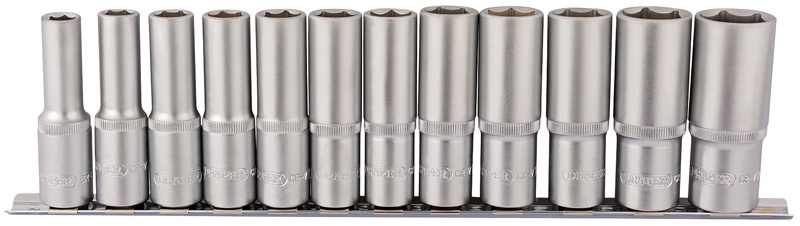Draper 16403 Deep Socket Set on Metal Rail, 1/2
