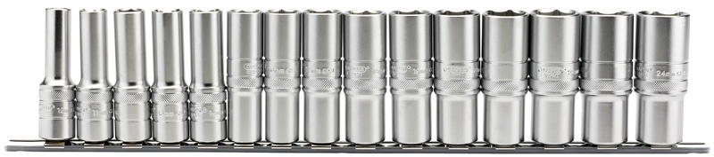 Draper 16499 Metric Deep Socket on a Metal Rail, 1/2