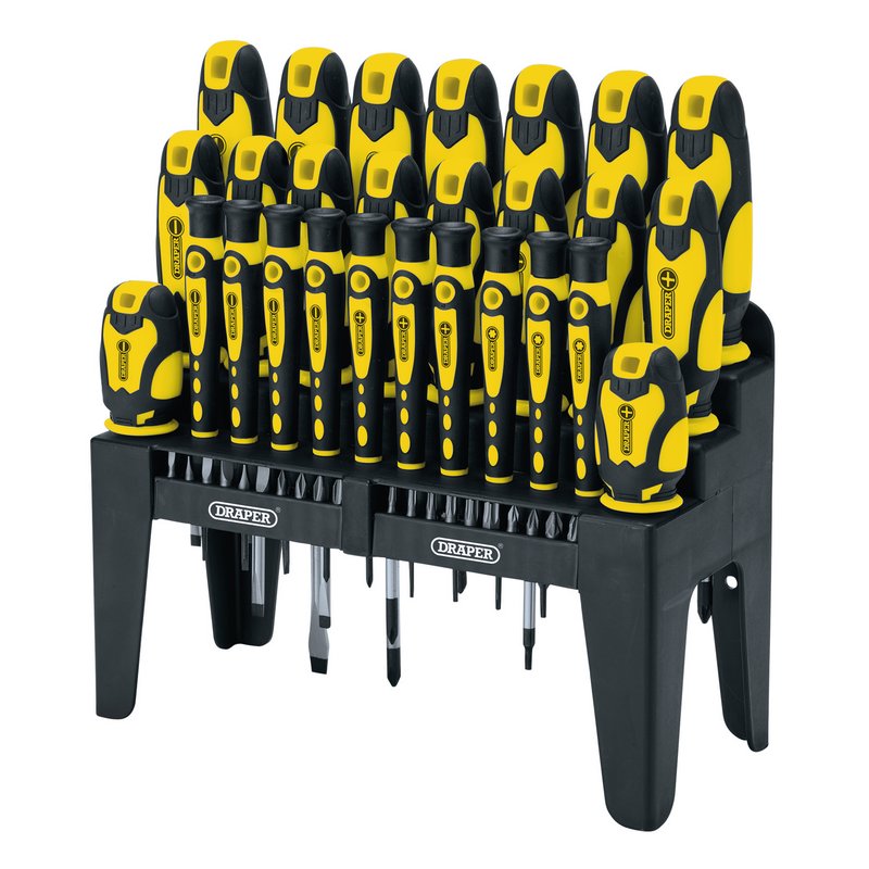 Draper 16824  Soft Grip Screwdriver and Bit Set, Yellow (47 Piece)