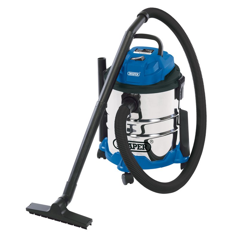 Draper Wet and Dry Vacuum Cleaner with Stainless Steel Tank, 20L, 1250W