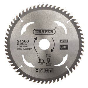 Draper 21588 TCT Circular Saw Blade for Wood 185 x 25.4mm 60T