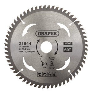Draper 21644 TCT Circular Saw Blade Laminate & Wood 185x25.4mm 60T