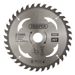 Draper 21660 TCT Circular Saw Blade for Wood 210x30mm 36T