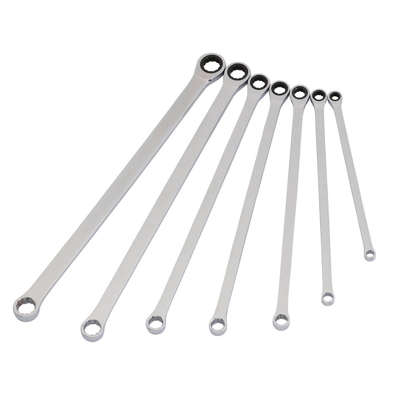 Draper 27778 HI-TORQ® Metric Extra-Long Double Ring Ratchet Spanner Set 7 Piece