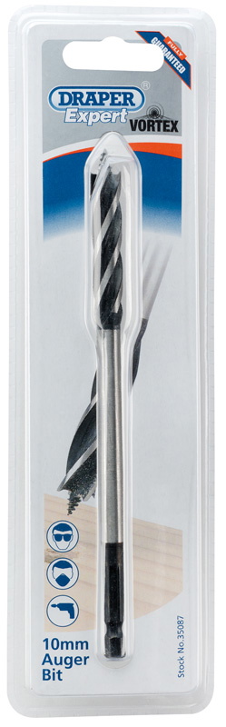 Draper 35087  4 Fluted Auger Bits, 10 x 165mm