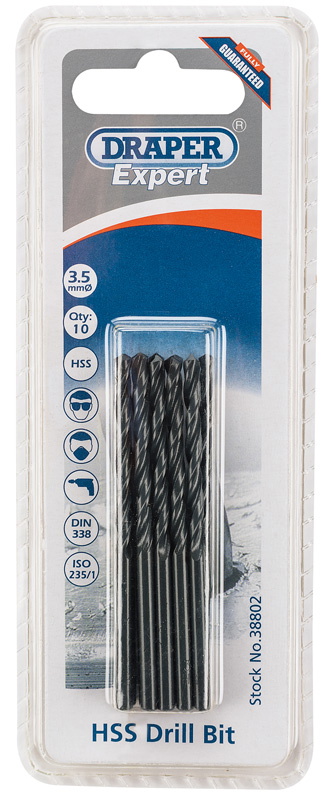 Draper 38802  HSS Drill Bit, 3.5mm (Pack of 10)