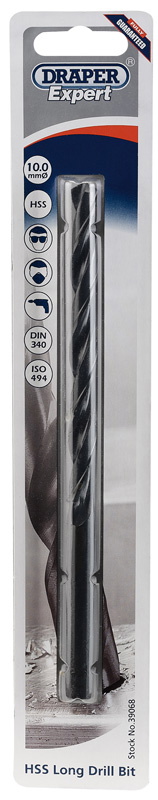 Draper 39068  HSS Extra Long Drill Bit, 10 x 184mm