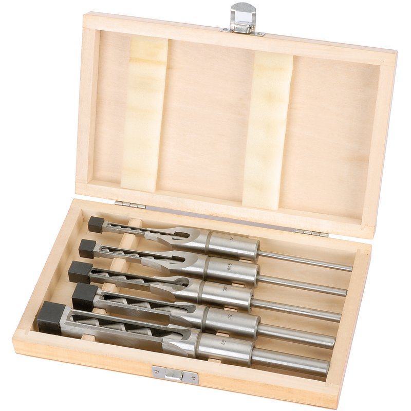 Draper 40406  Hollow Square Mortice Chisel and Bit Set (5 Piece)