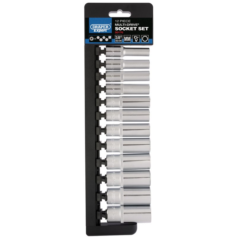 Draper 50176 Multi-DriveÂ® Deep Socket Set, 3/8