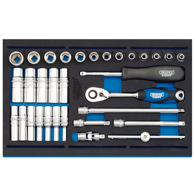 Draper 63532 Socket Set in 1/4 Drawer EVA Insert Tray, 1/4