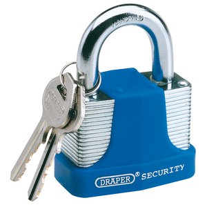 Draper 64180 Laminated Steel Padlock 40mm Hardened Shackle 2 Keys