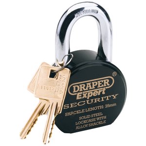 Draper 64206 Heavy Duty Stainless Steel Padlock 2 Keys 63x25mm