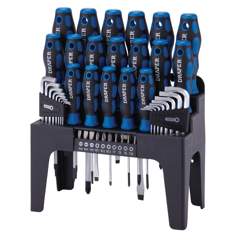 Draper Soft Grip Screwdriver, Hex. Key and Bit Set (44 Piece)