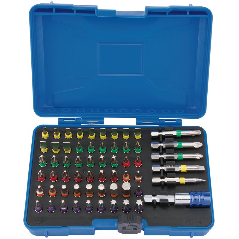Draper 82405  Coloured Screwdriver Bit Set (60 Piece)