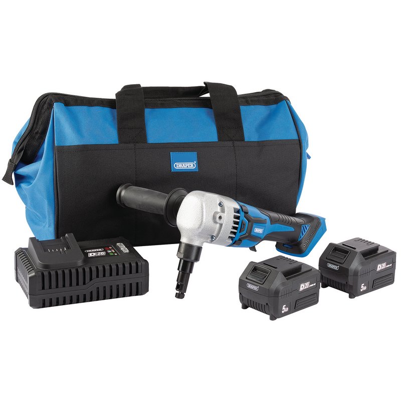 Draper 99732  D20 20V Brushless Nibbler, 2 x 5.0Ah Batteries, 1 x Fast Charger, 1 x Bag