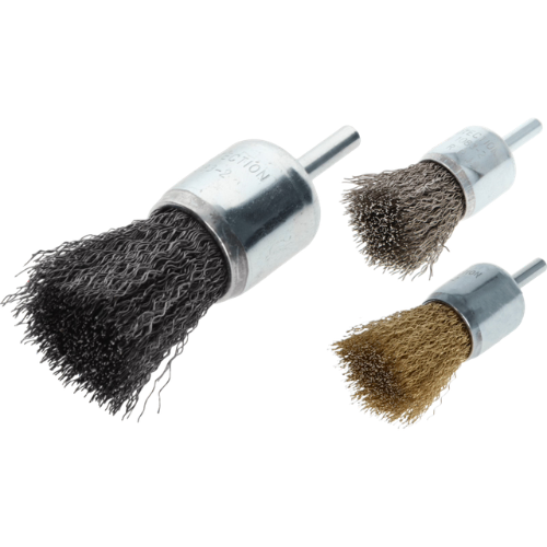 Osborn End Brush 17mm 6mm Shank - Crimped Brass Coated Steel Wire 0.30mm, 4,500 RPM