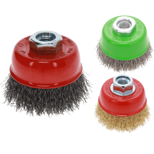 Osborn Cup Brush 100mm M14 - Crimped Brass Coated Steel Wire 0.30mm, 8,500 RPM