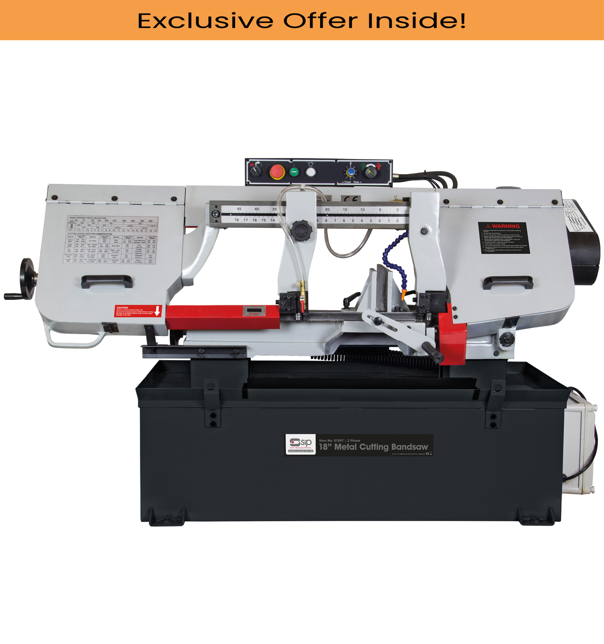 SIP 01597 18" 3PH Metal-Cutting Bandsaw