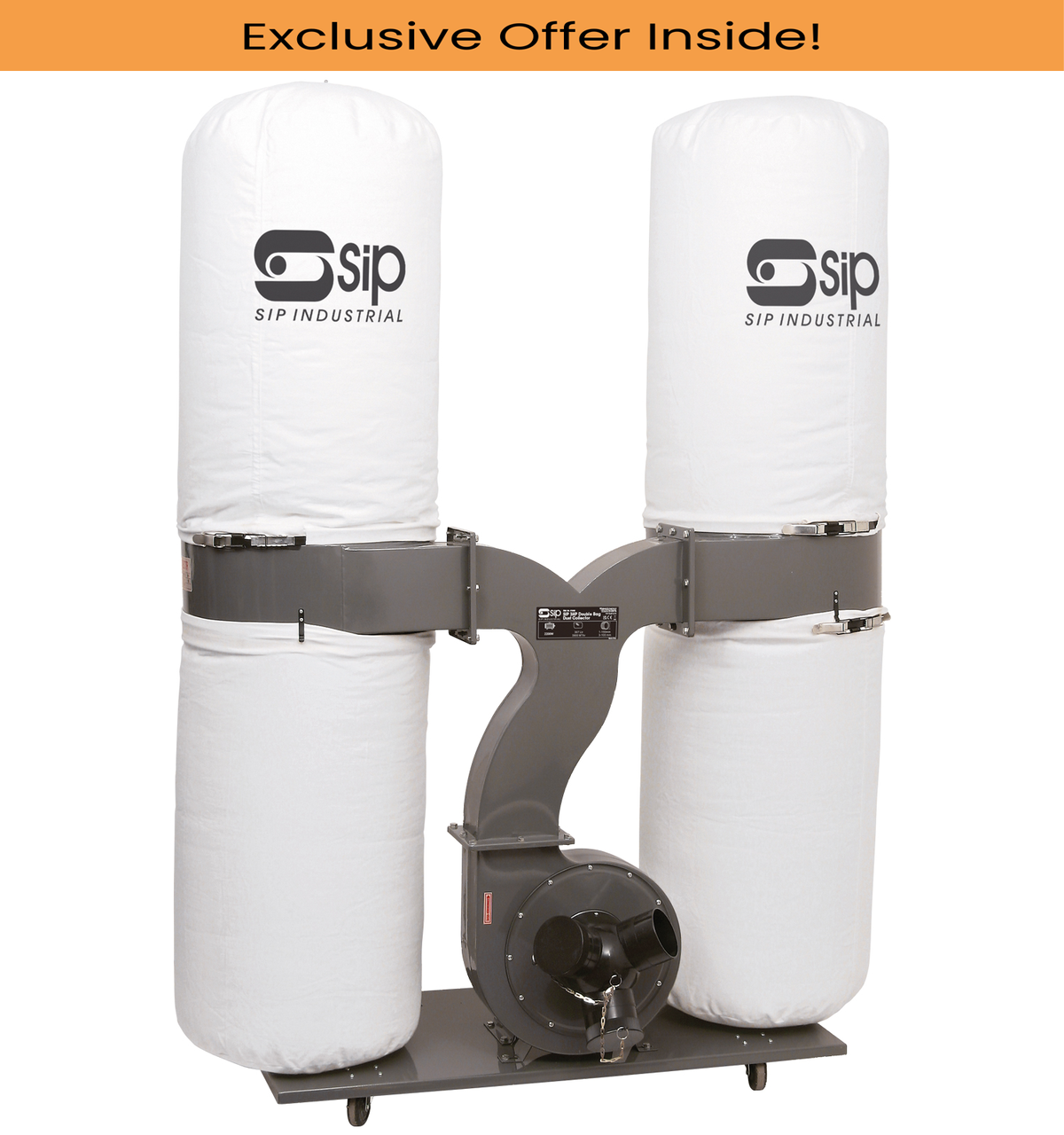 SIP 01956 Double Bag Dust Collector, Collection Capacity - 2 x 153 Litre, Av. Airflow - 3900mtr³/hr
