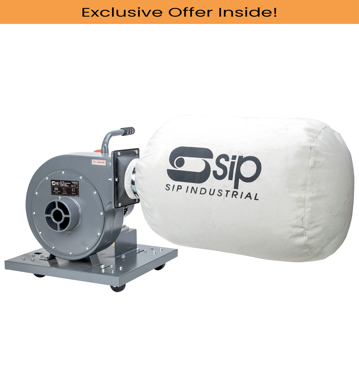 SIP 01963 Portable Single Bag Dust Collector, 56ltr, 850mtr³/hr
