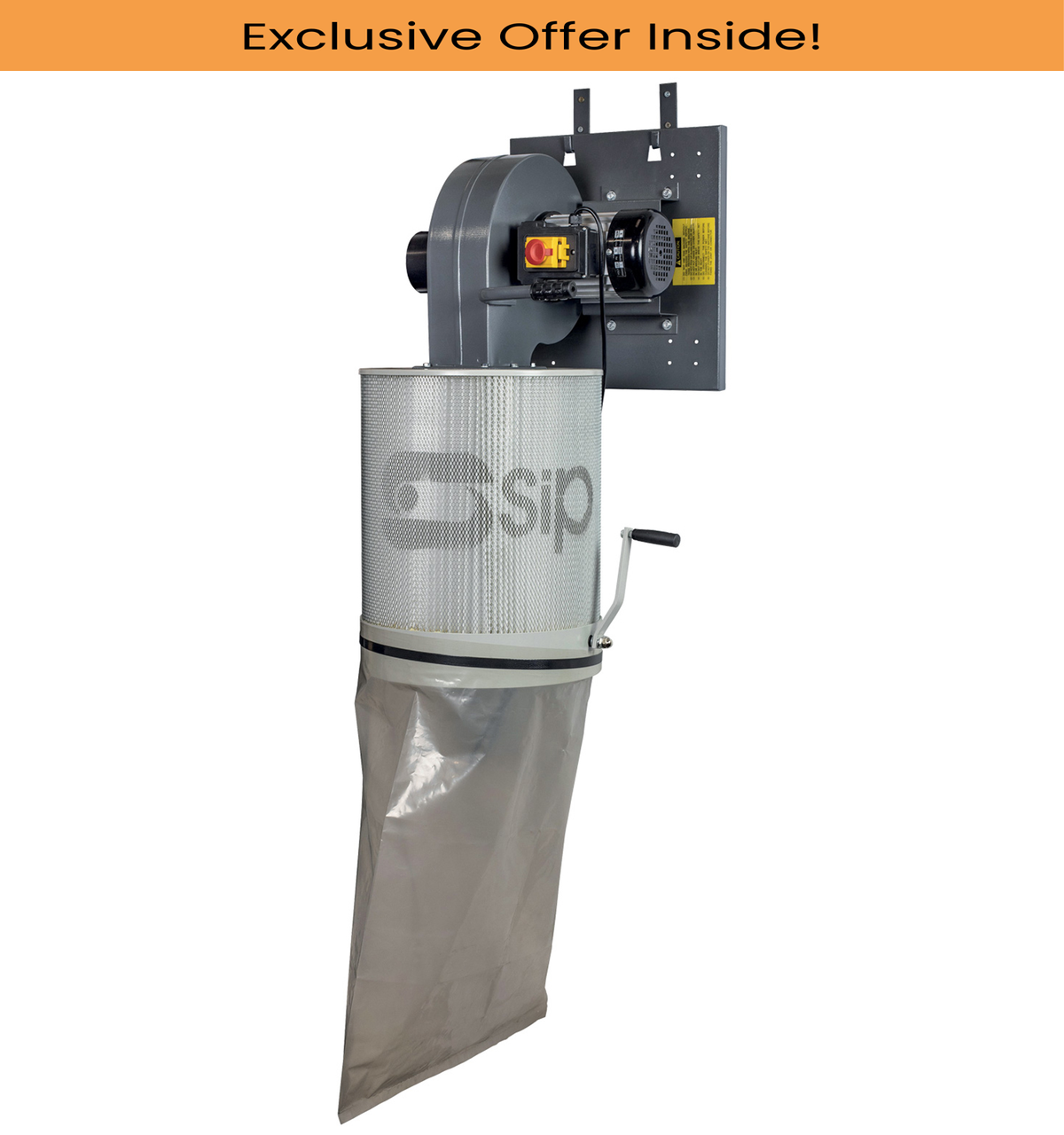 SIP 01964 Wall-Mount Single Cartridge Dust Collector, Collection Capacity - 56 Litre, Av. Airflow - 850mtr³/hr