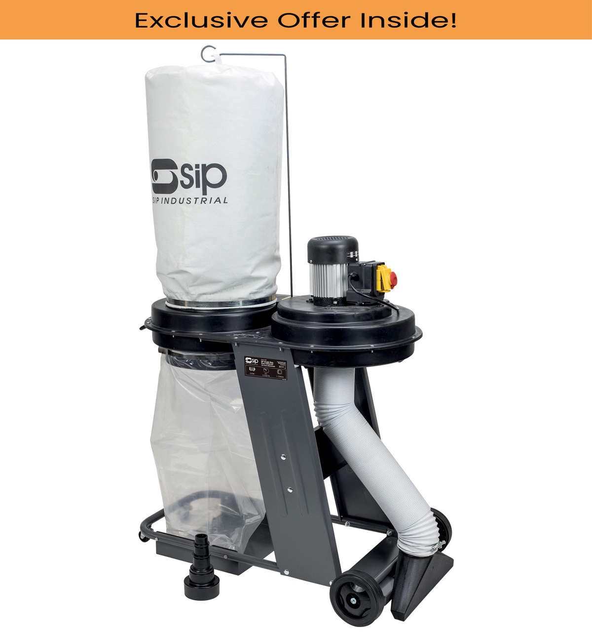 SIP 01968 Single Bag Dust Collector with Attachments, Collection Capacity - 57 Litre, Av. Airflow -1200mtr³/hr