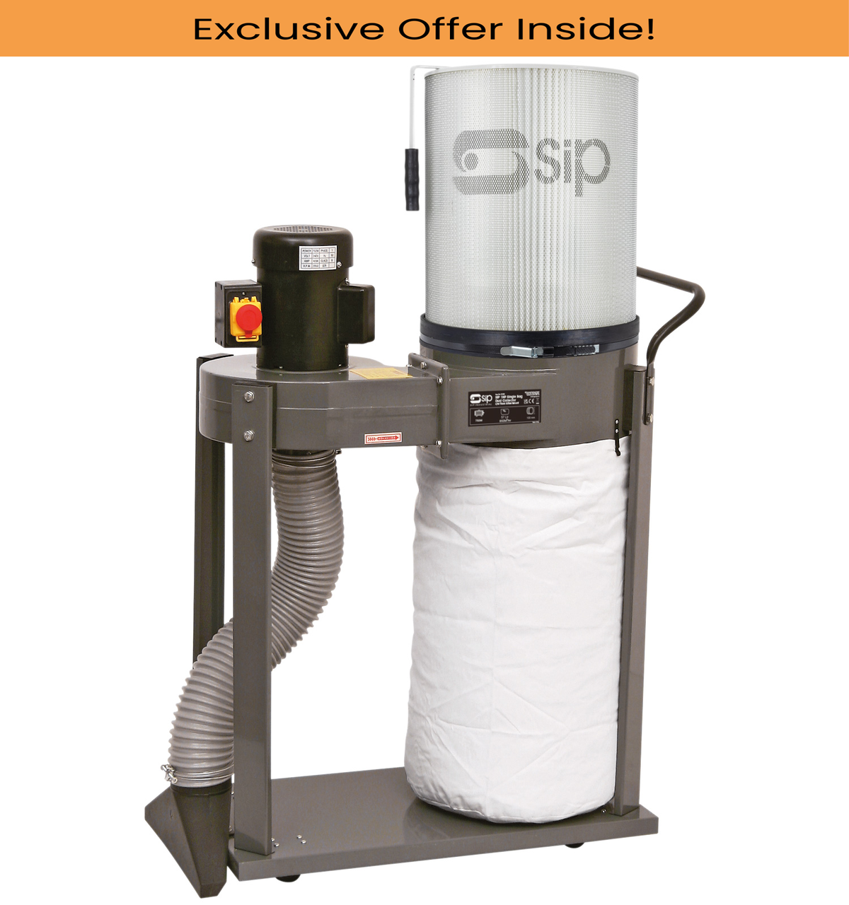 SIP 01990 Single Bag Dust Collector Package, Collection Capacity - 57 Litre, Av. Airflow - 850mtr³/hr