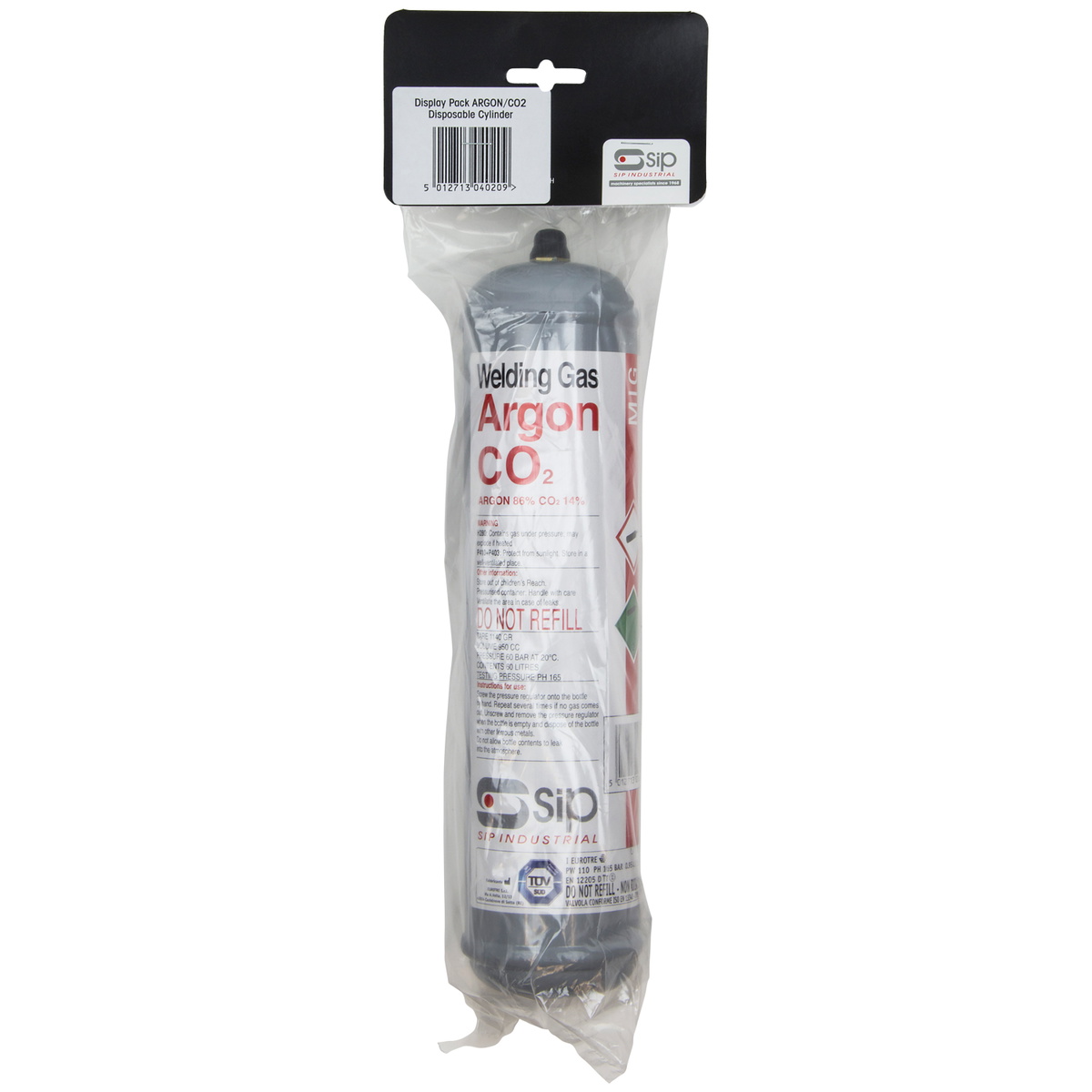 Welding Argon/CO2 Gas Bottle Pack 390g, 04020, SIP