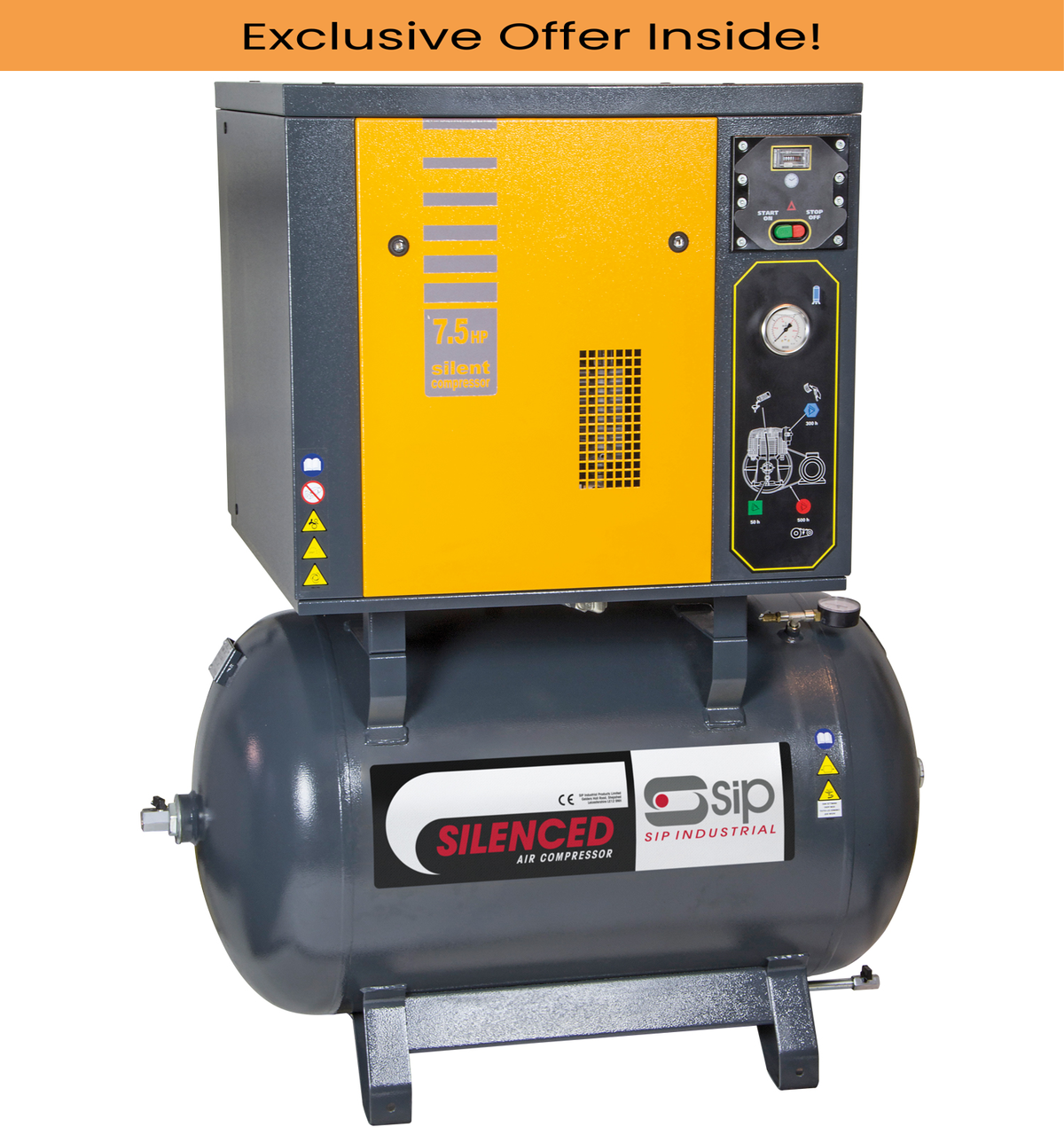 SIP 04208 NB7.5/270 Silenced Piston Compressor, Tank Capacity - 270 Litre, Max. Air Pressure - 10 Bar