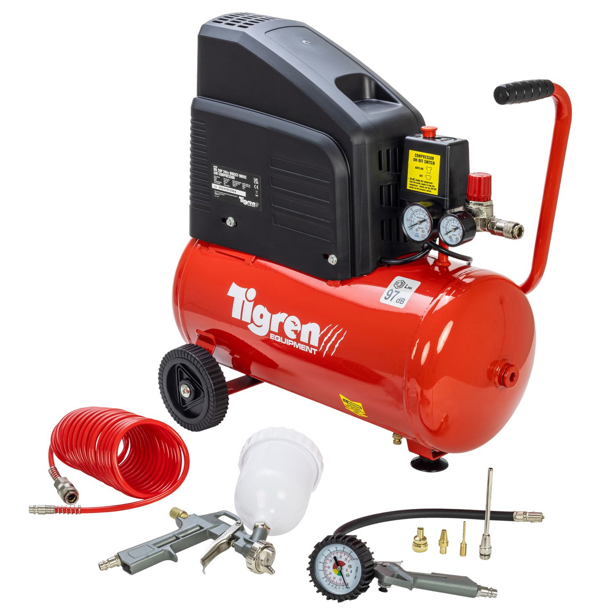 SIP 04397  TIGREN DD 2hp 24ltr Direct Drive Compressor Air Kit (7 Piece)