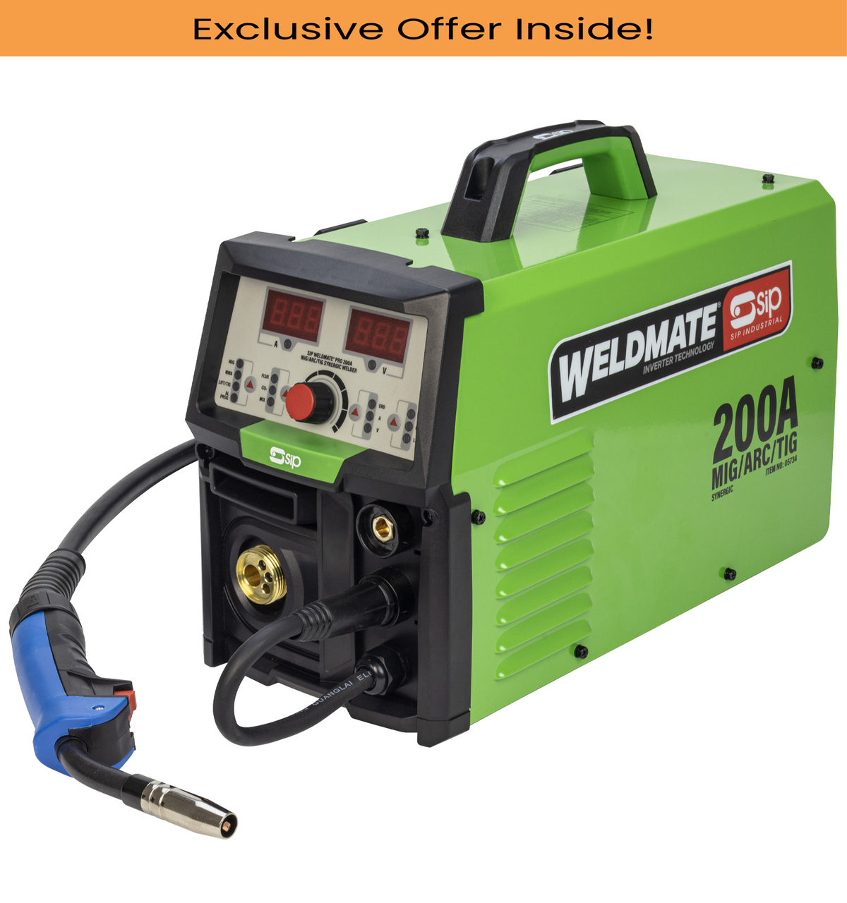 SIP 05734 WELDMATE PRO 200A MIG/ARC/TIG Synergic Welder
