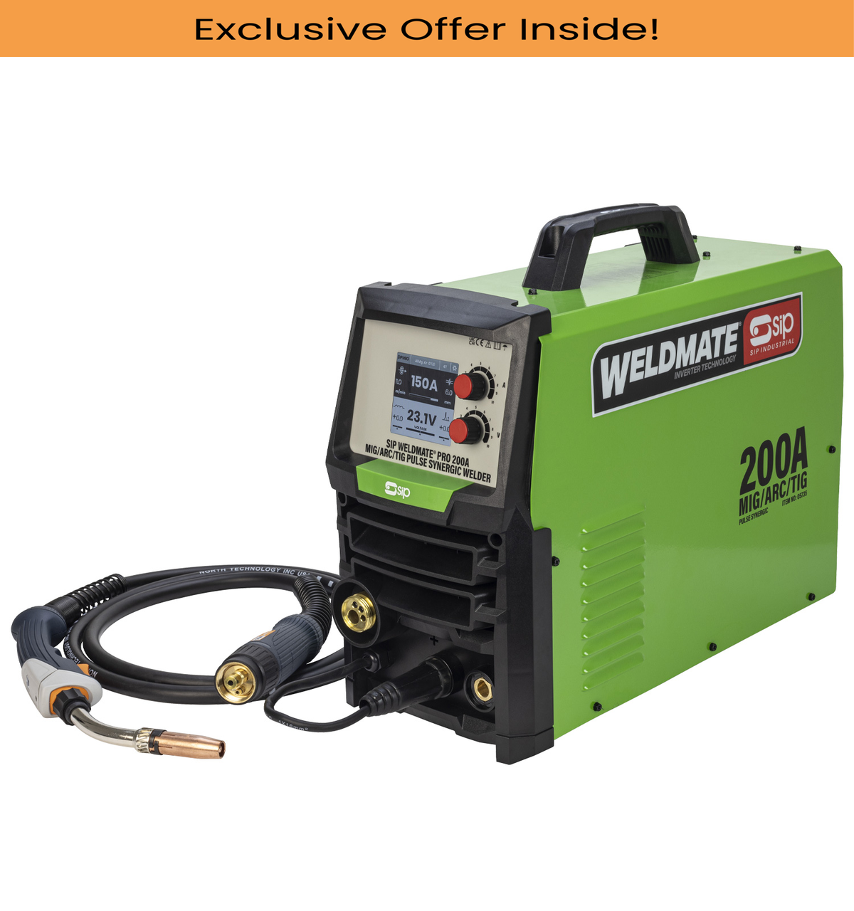 SIP 05735 WELDMATE PRO 200A MIG/ARC/TIG Pulse Synergic Welder