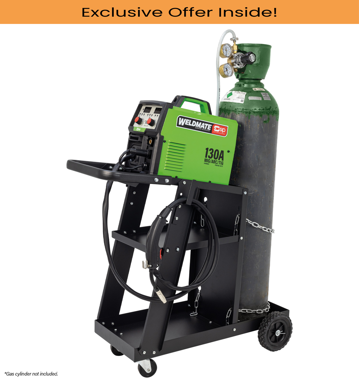 SIP 05737CART WELDMATE AUTOPLUS 130A MIG,ARC,TIG Synergic Welder with Cart Package