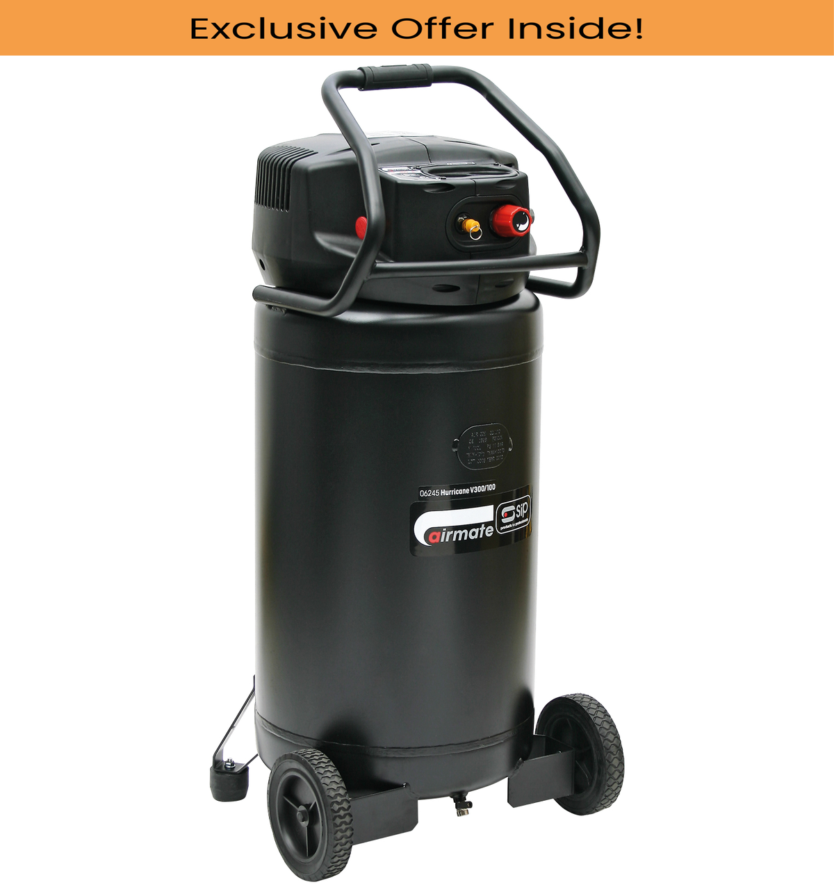 SIP 06245 V300/100 Vertical Direct Drive Compressor, Tank Capacity - 100 Litre, Max. Air Pressure - 8 Bar