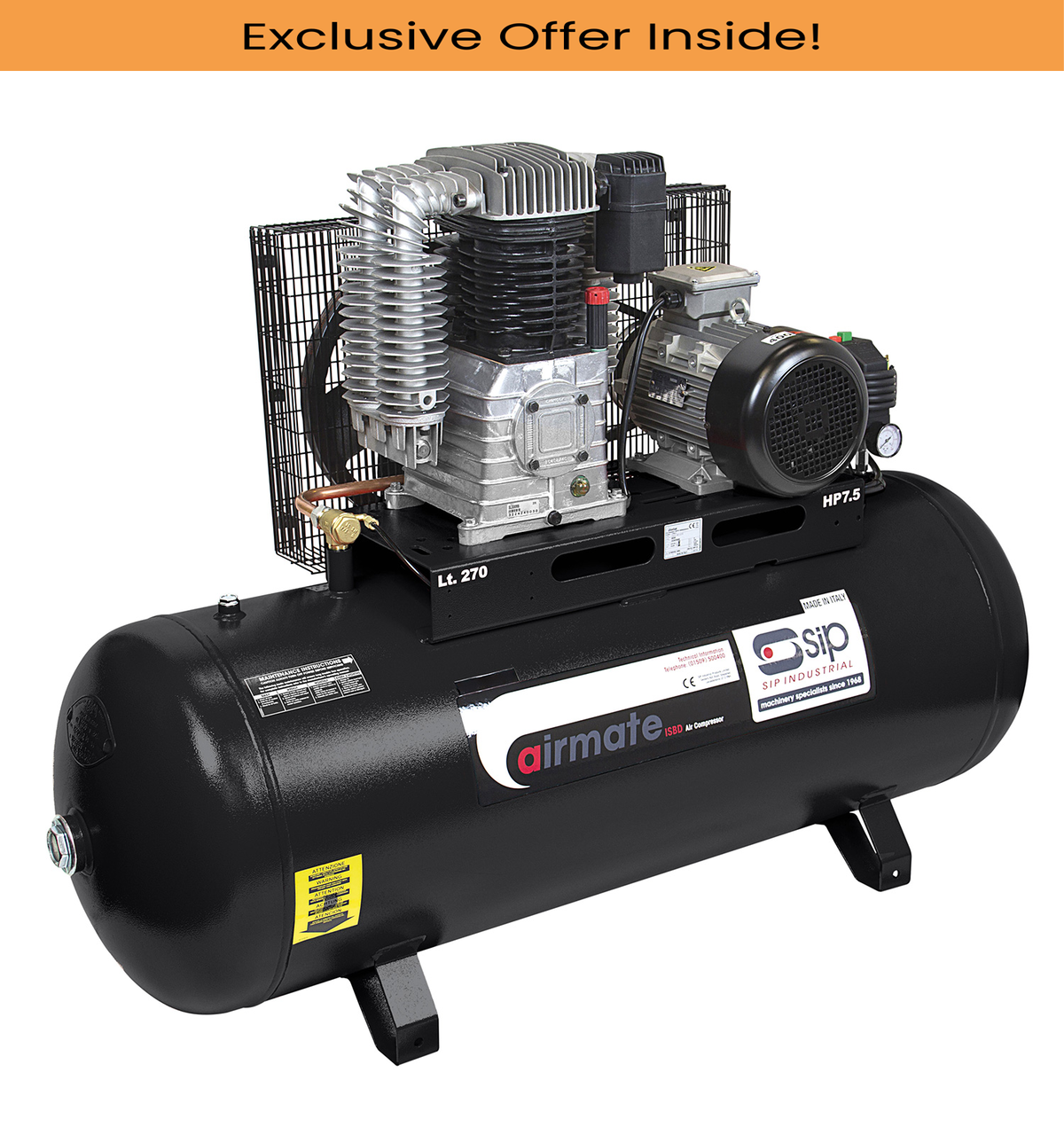 SIP 06295 ISBD10/270 Super Electric Compressor, Tank Capacity - 270 Litre, Max. Air Pressure - 11 Bar