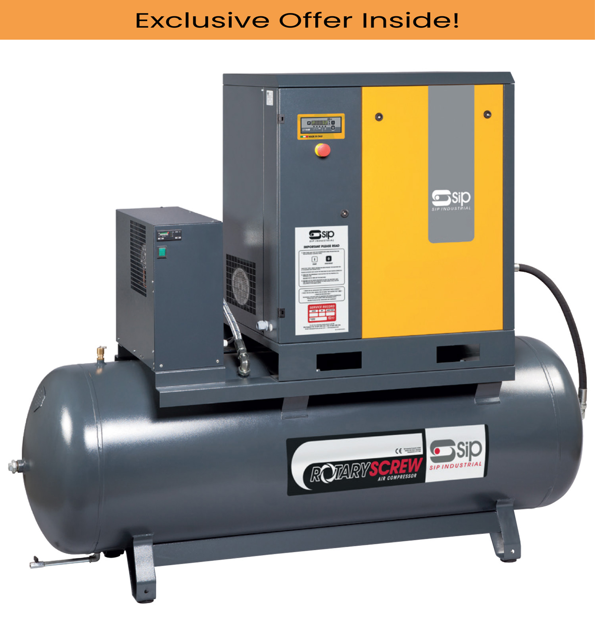 SIP 06420 SIRIO 11-10-500ES Screw Compressor, Tank Capacity - 500 Litre, Max. Air Pressure - 10 Bar