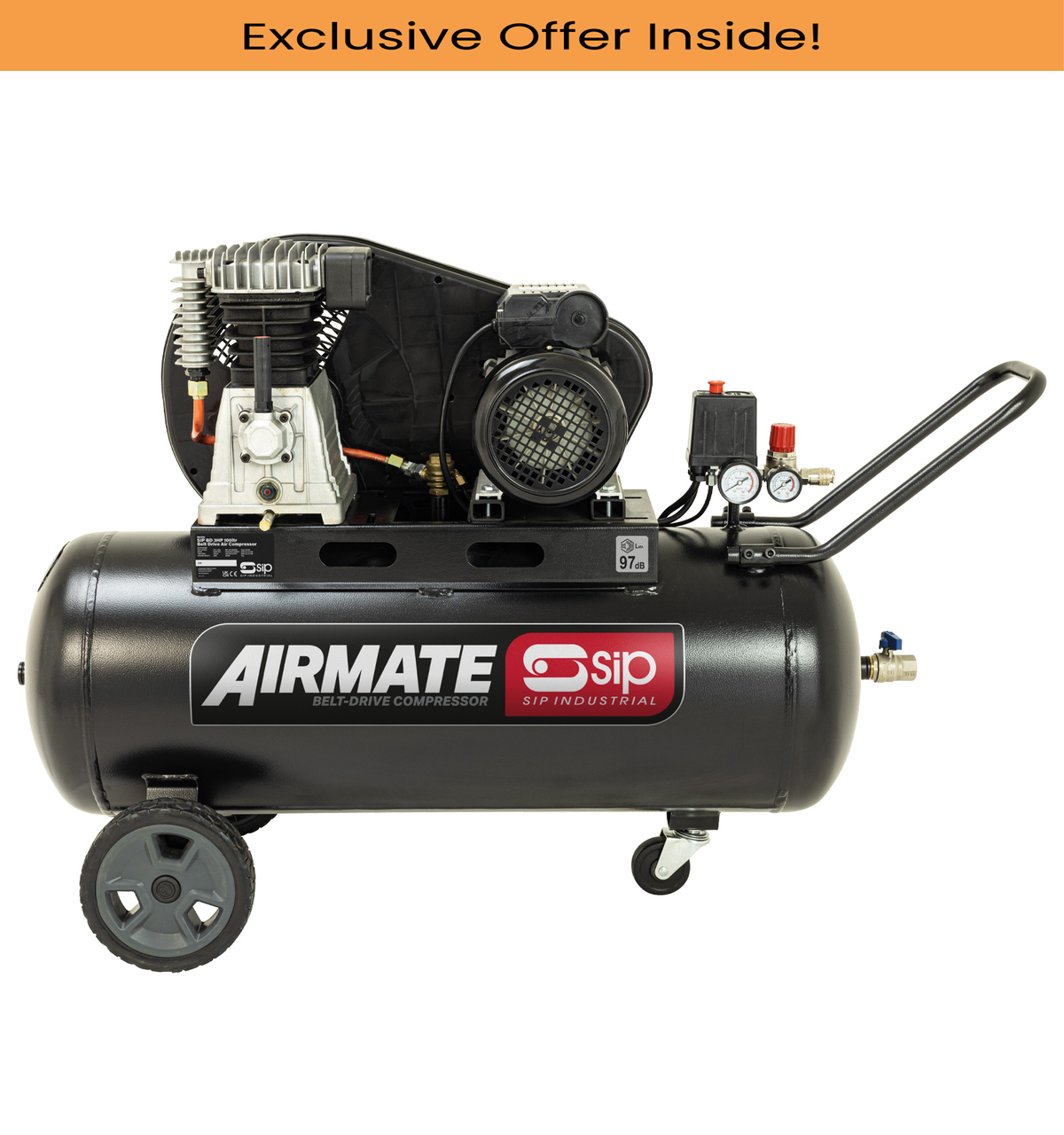 SIP 06458 BD 3hp 100ltr Belt Drive Compressor