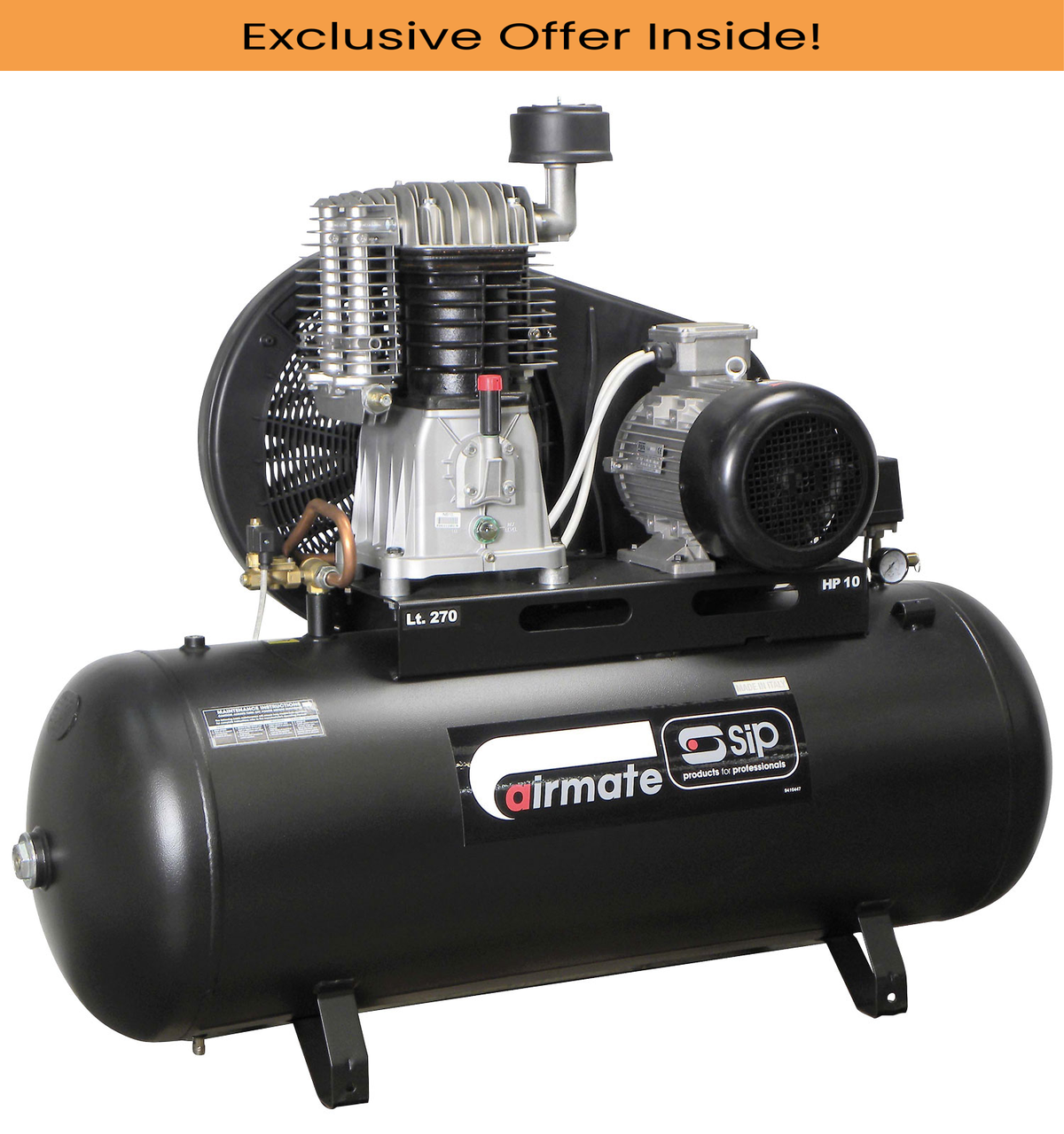 SIP 06587 TN10/270 Compressor, Tank Capacity - 270 Litre, Max. Air Pressure - 10 Bar