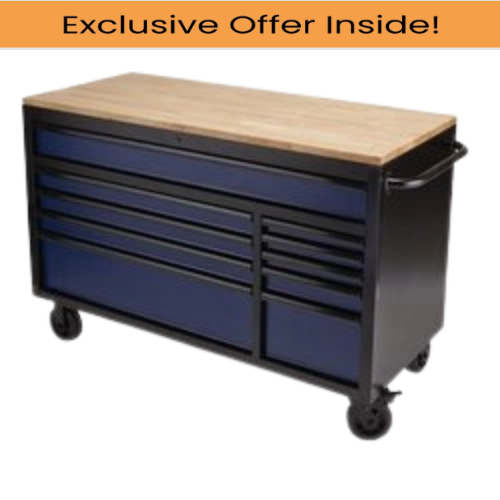 Draper 08237 BUNKER® 10 Drawer Workbench Roller Tool Cabinet, 56
