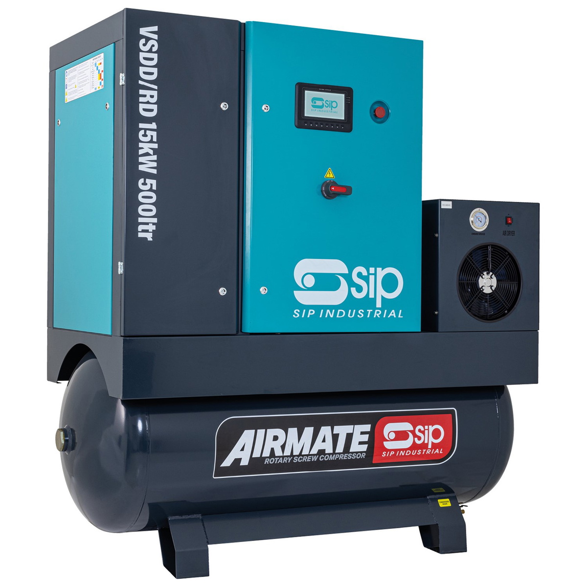 SIP 08281   VSDD/RDF 15kW 10bar 500ltr Rotary Screw Compressor with Dryer & Filter