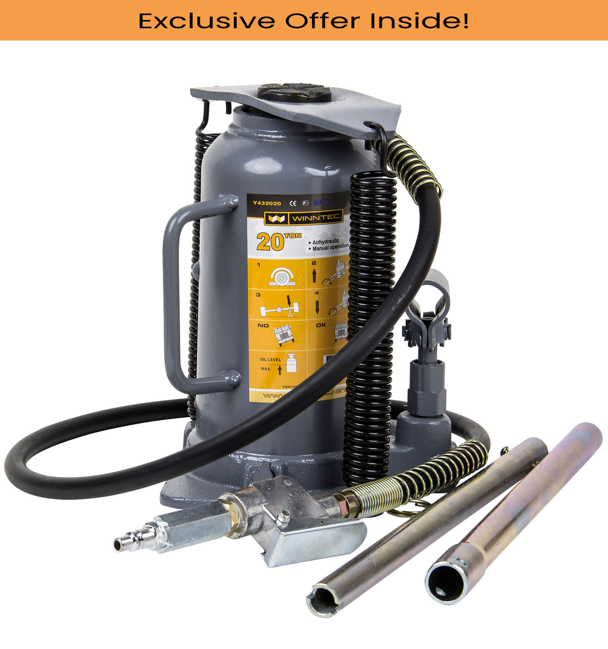 SIP 09827 WINNTEC AirBottle Jack, Weight Capacity - 20 Tonne
