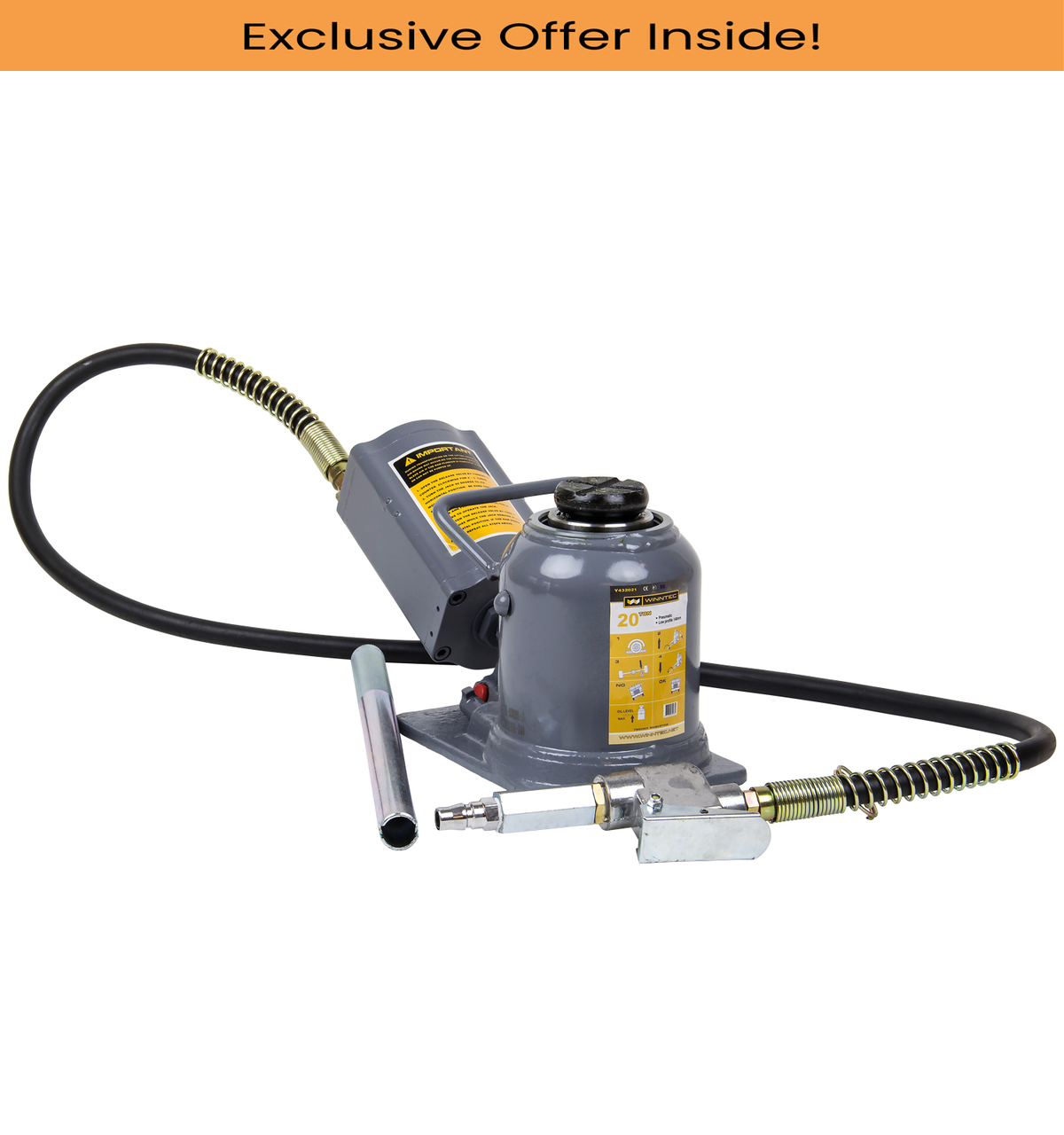 SIP 09829 WINNTEC Low-Profile AirBottle Jack, Weight Capacity - 20 Tonne