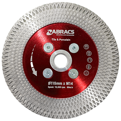 Abracs 115mm x 1.6mm x 22mm Tile Cut & Grind Blade - Pack of 1, 115TCG