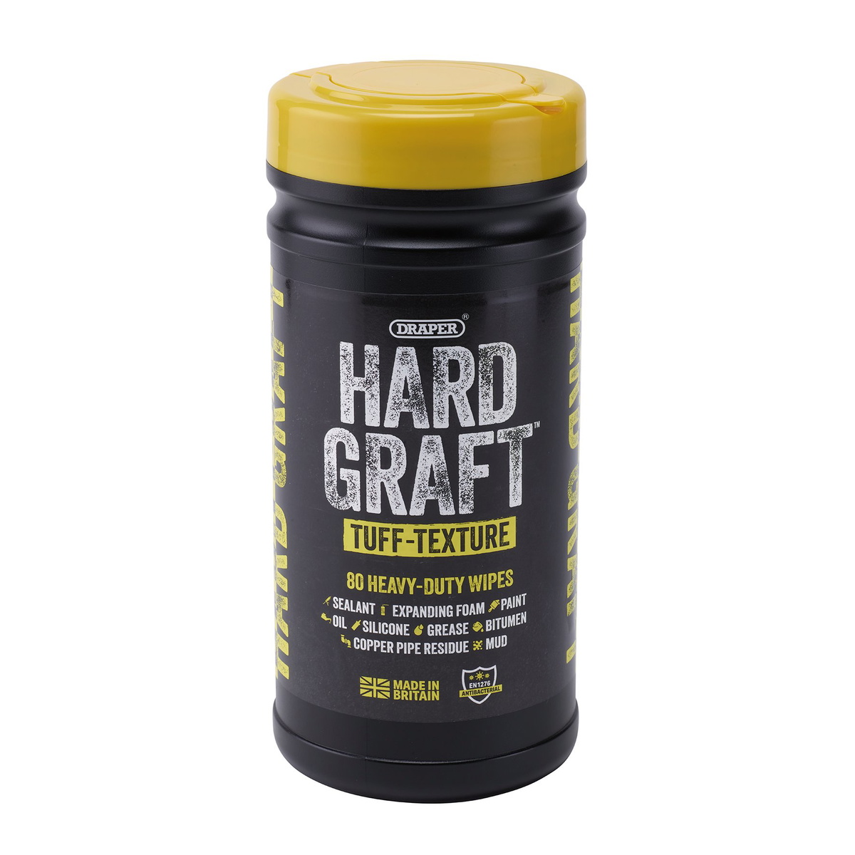 Draper 12436 Hard Graft Multipurpose Tuff-Texture Wipes Tub 80